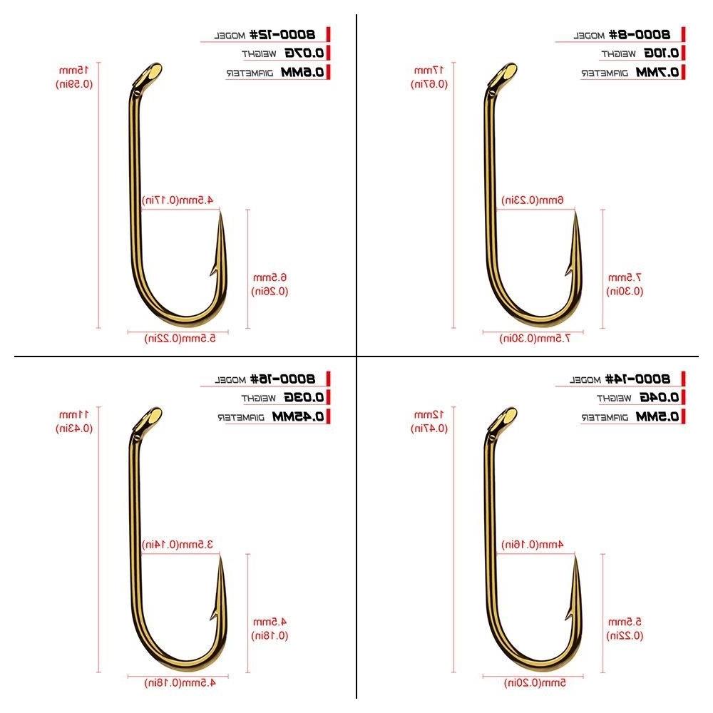 PROBEROS Fly Fishing Hook 8000-8/12/14/16 Size fishhook Fly Hooks